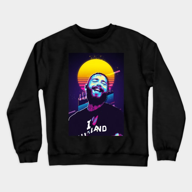 retro 80s post malone Crewneck Sweatshirt by bahullah_art